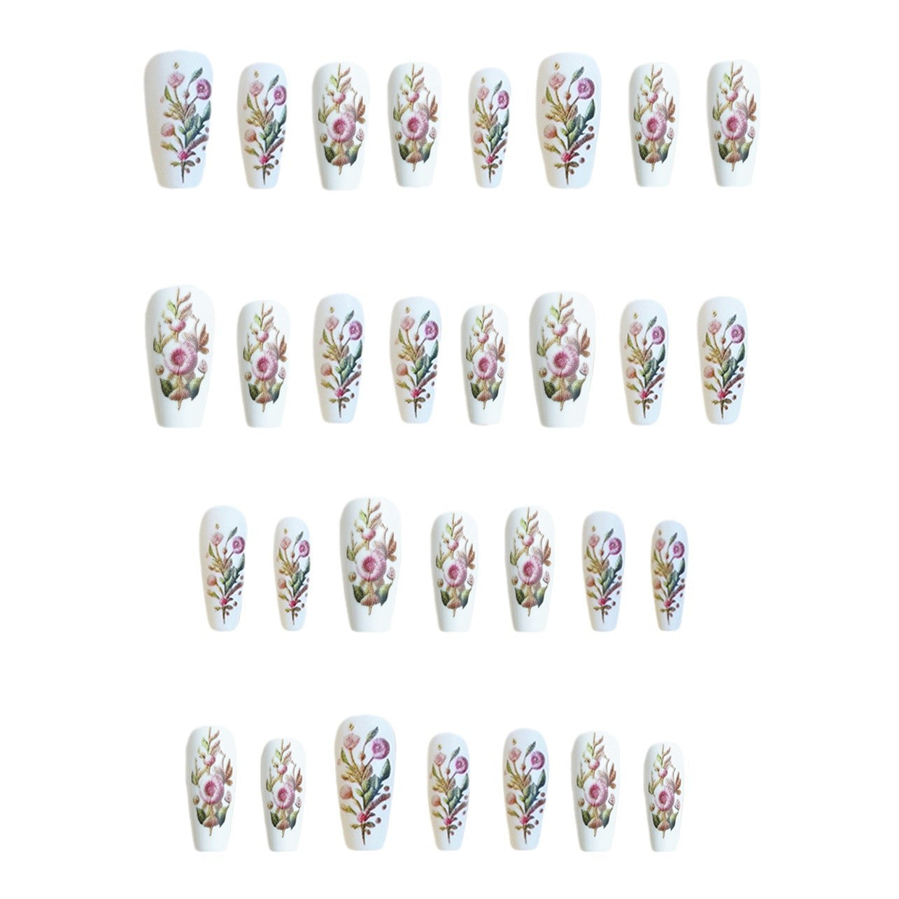Floral Pastel Embroidery Nails