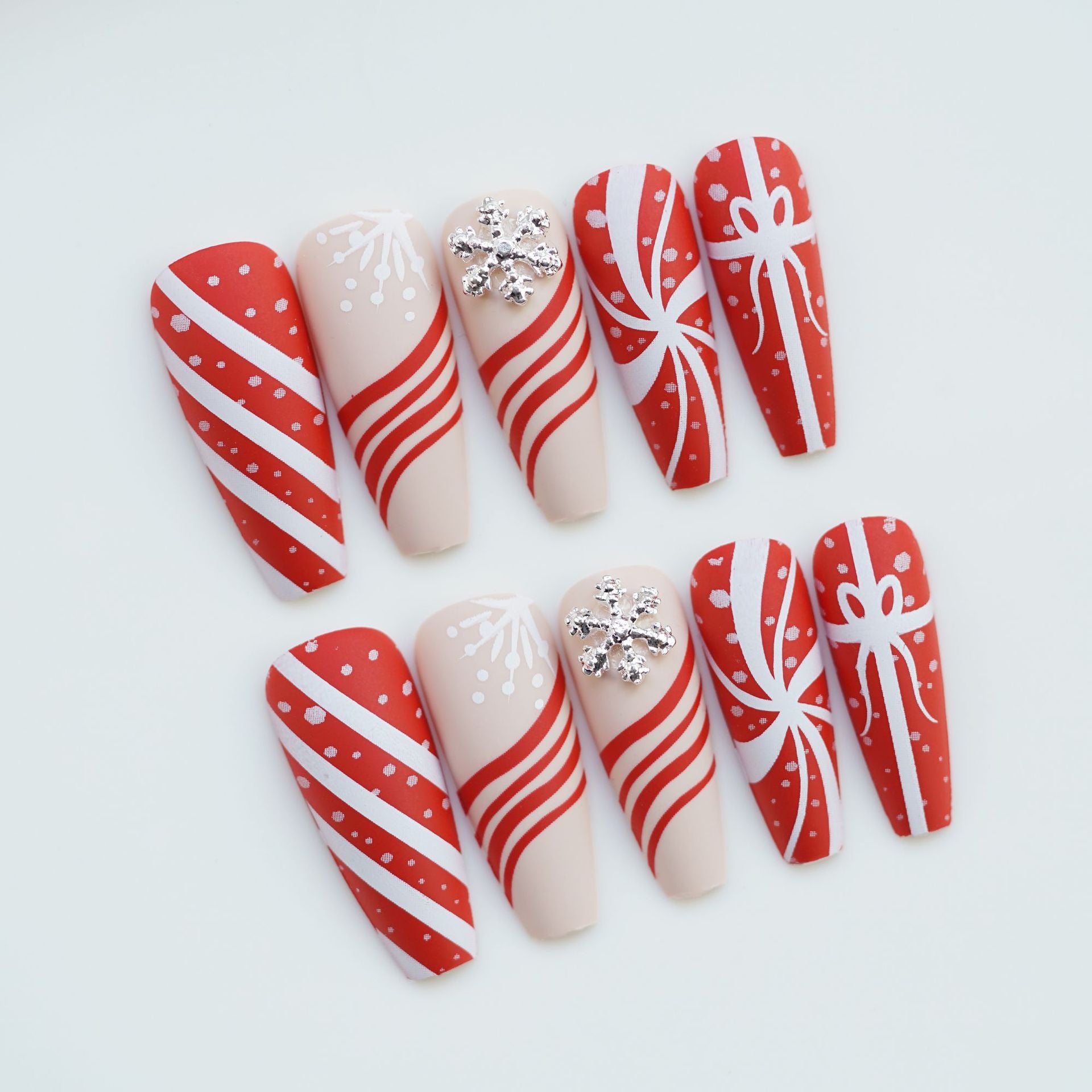 Merry Christmas Striped Nails