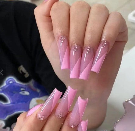Hello Pink Edge Nails