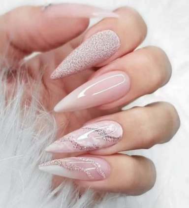 Sparkling Marble Stone Nails
