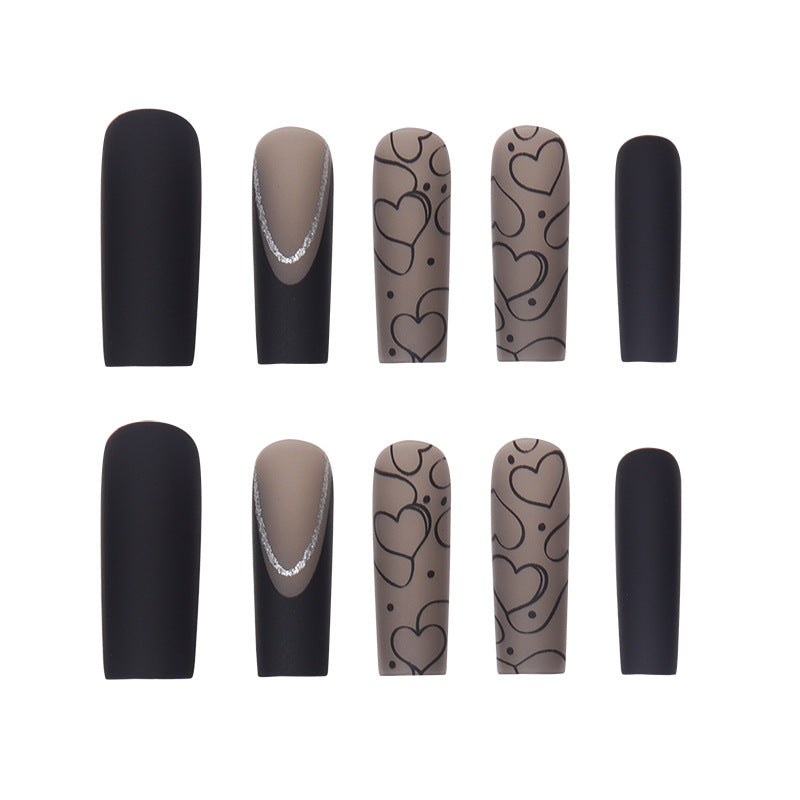 Black Matte Dark Series French Style Nails