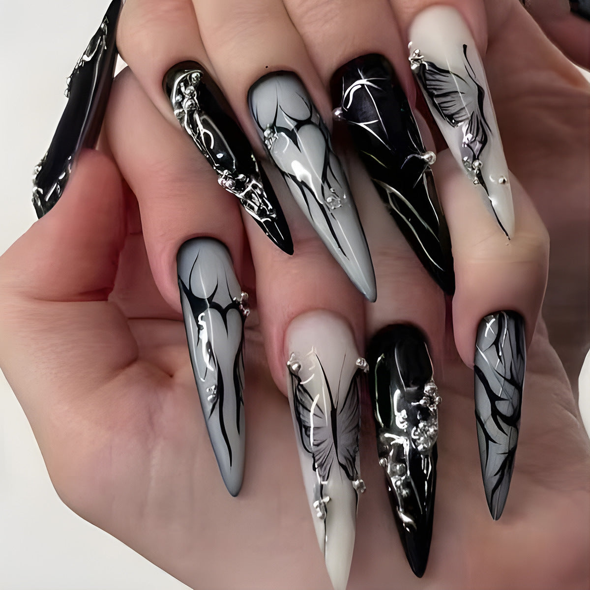 Dark and Spicy Stiletto Nails