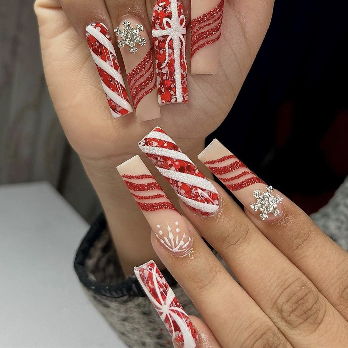 Merry Christmas Striped Nails
