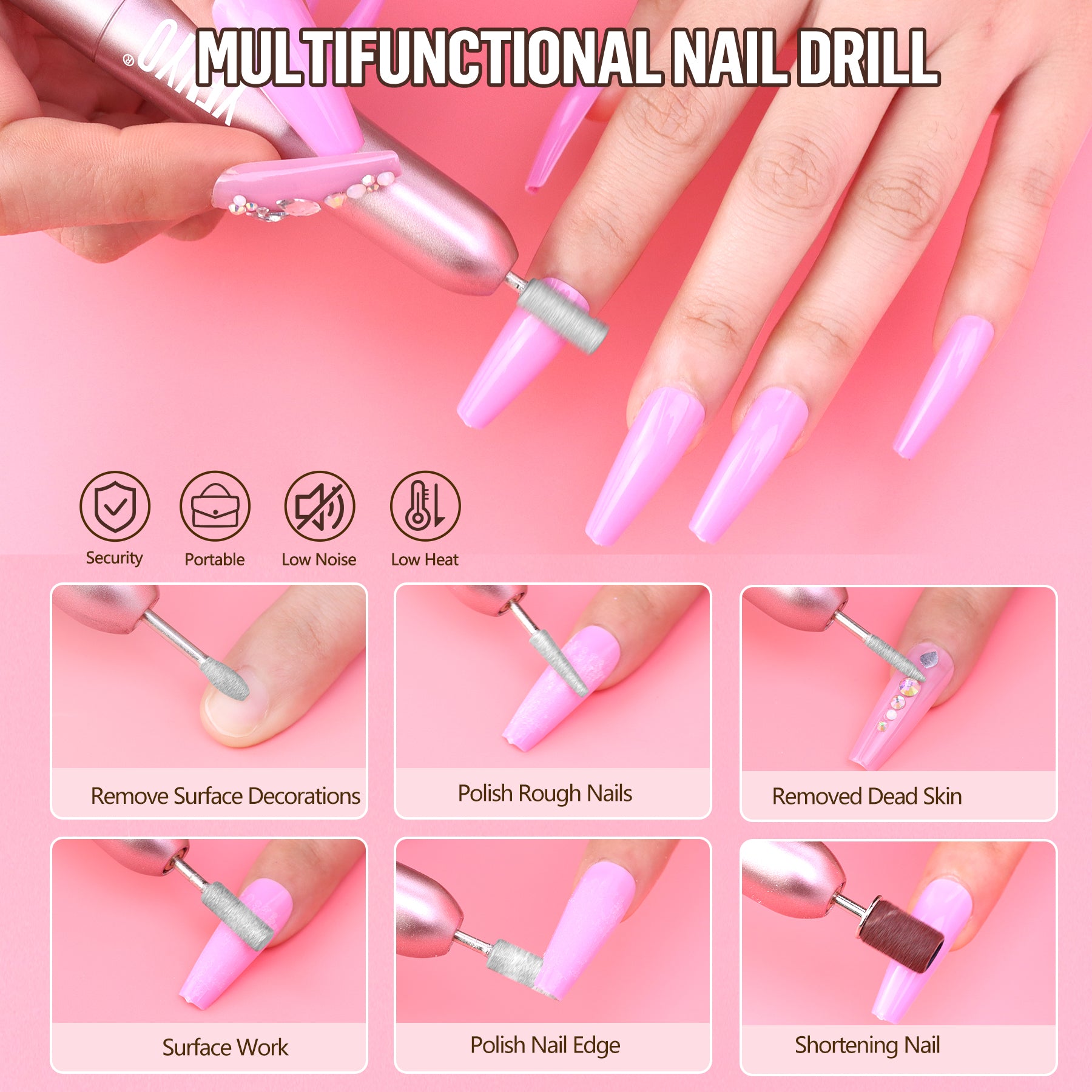Beginners Acrylic Nail Kit With Drill, 4 Colors Gel Polish and UV Light