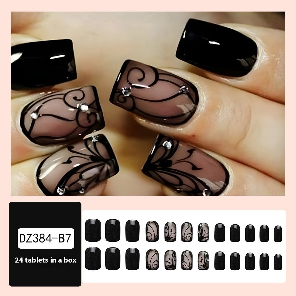 Dark Ins Style Black Vine Nails