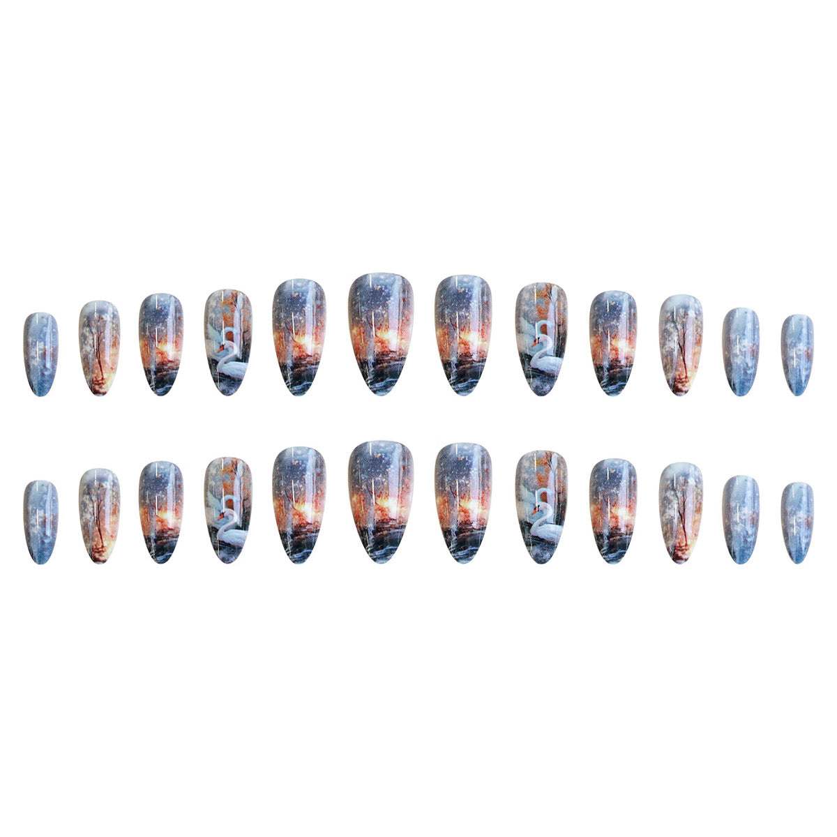 Swan Lake Fiery Sunset Nails