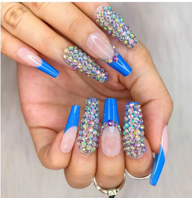 Blue Dazzle Nails