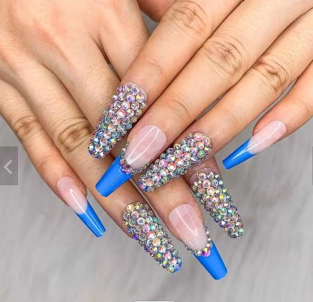 Blue Dazzle Nails